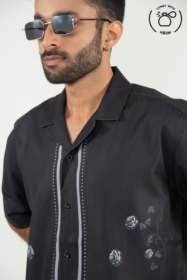 Black rose cuban shirt