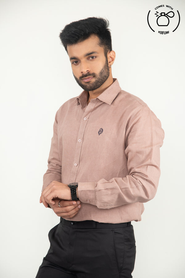 100 %  Linen Peach Plane Shirt