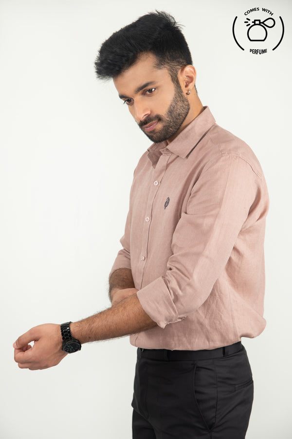 100 %  Linen Peach Plane Shirt