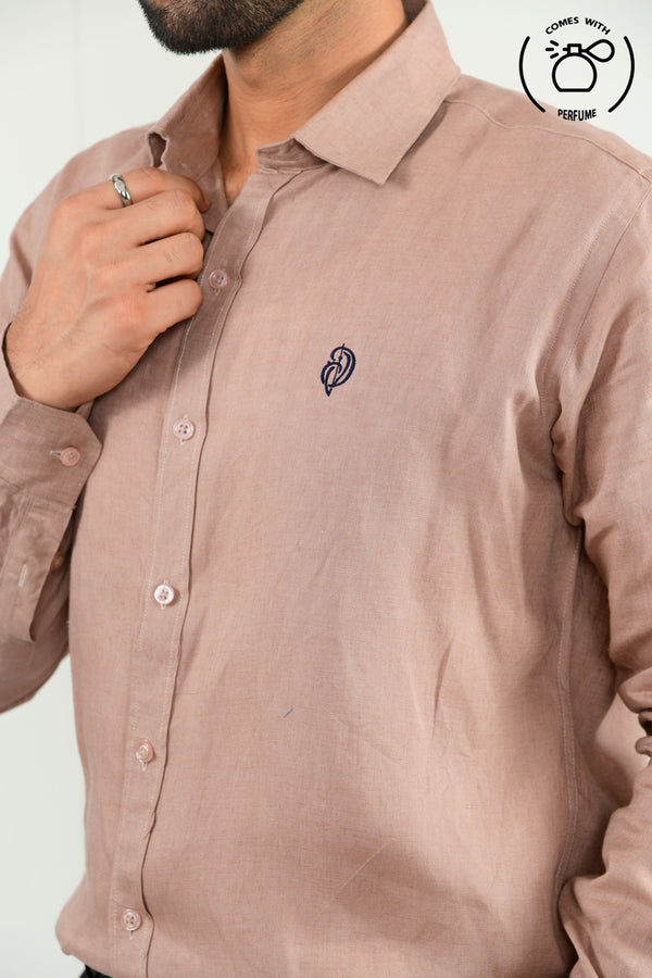 100 %  Linen Peach Plane Shirt