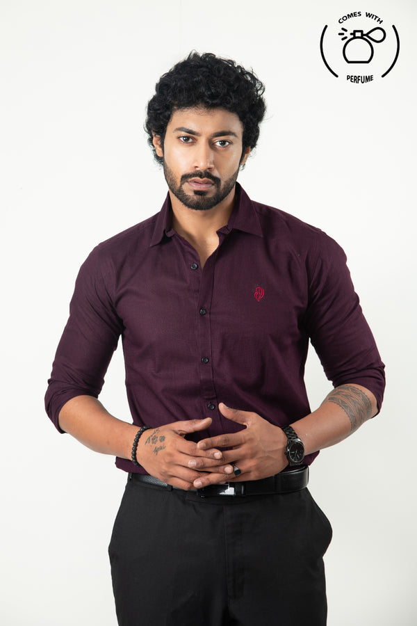 Linen Cotton Blend Purple Shirt