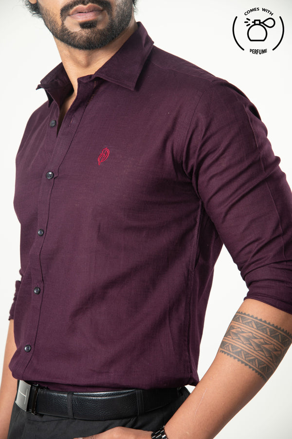 Linen Cotton Blend Purple Shirt