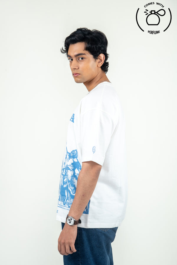 Unisex white greek inspired printed tee