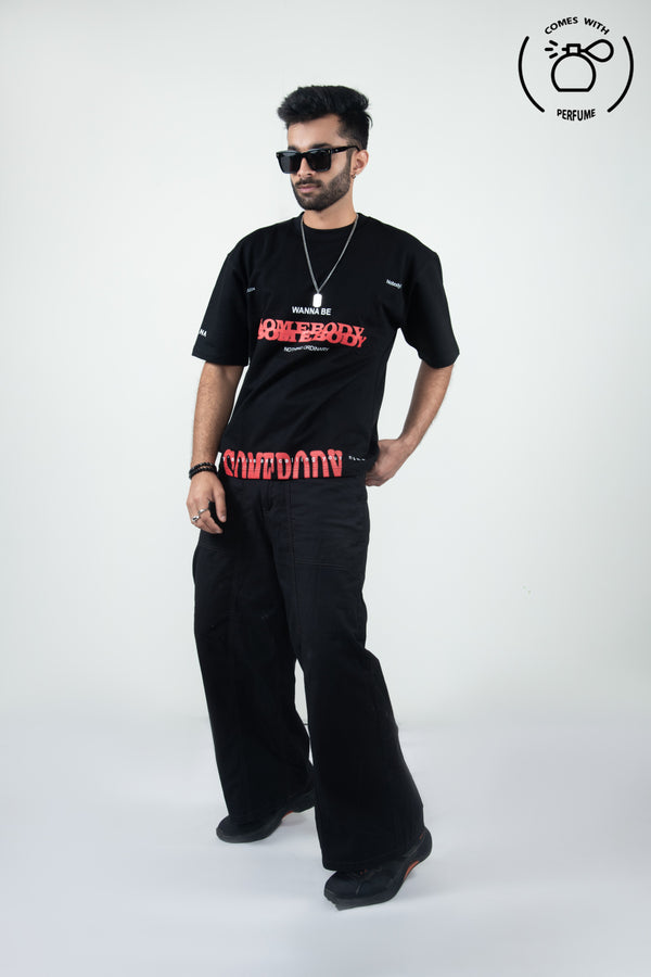 Unisex Black high density somebody printed shirt