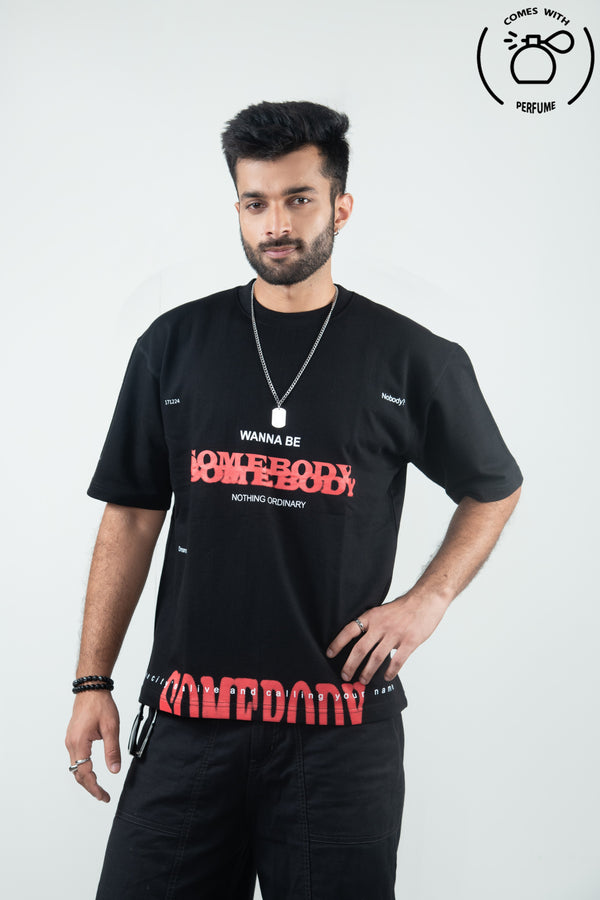 Unisex Black high density somebody printed shirt