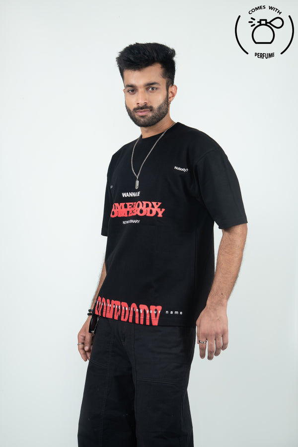 Unisex Black high density somebody printed shirt