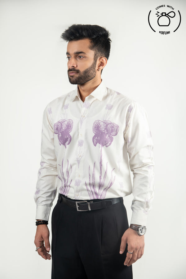 White floral inspired printed shirt