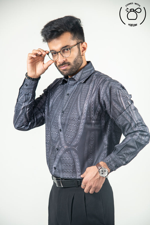 Grey abstract printed shirt