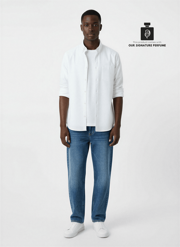 Men solid casual oxford White shirt