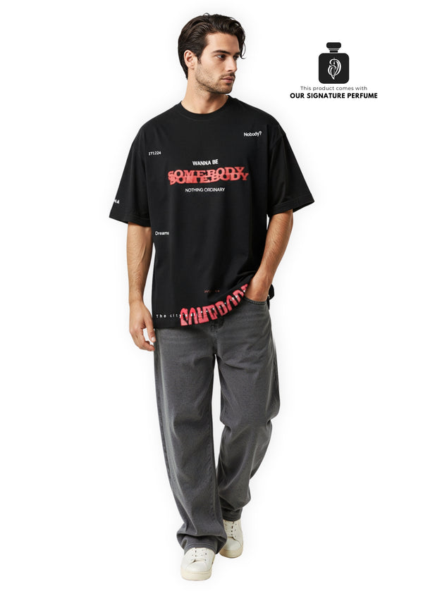 Unisex Black high density somebody printed shirt