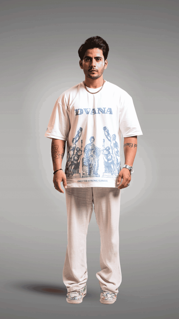 Unisex white greek inspired printed tee