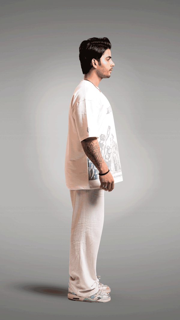 Unisex white greek inspired printed tee