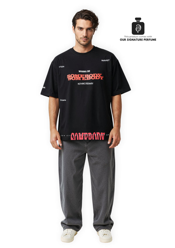 Unisex Black high density somebody printed shirt