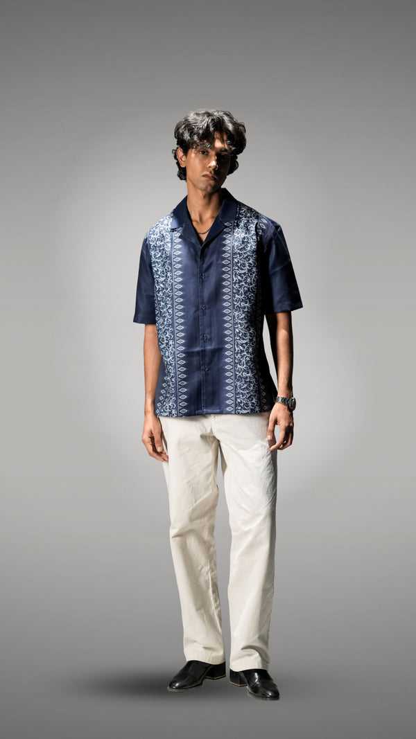 Navy blue greek inspired cuban shirt