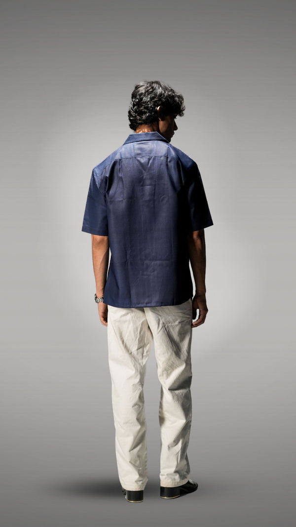 Navy blue greek inspired cuban shirt