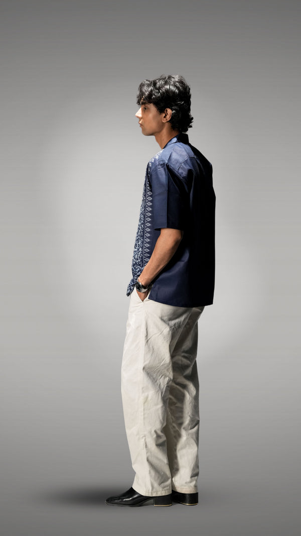Navy blue greek inspired cuban shirt