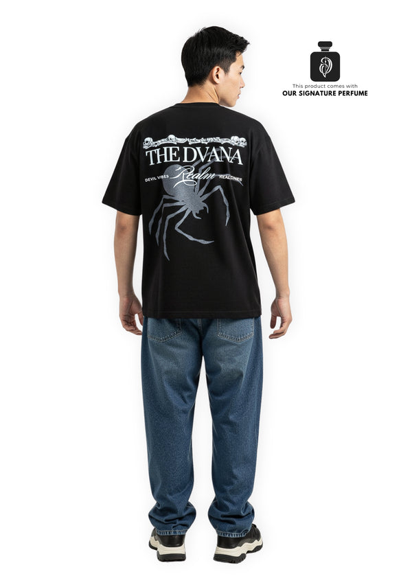 Unisex black spider printed tee