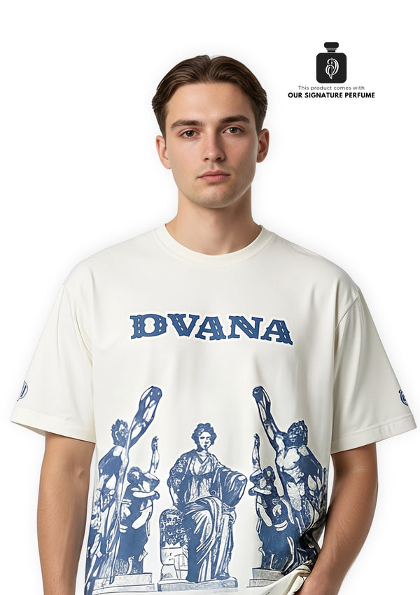 Unisex white greek inspired printed tee