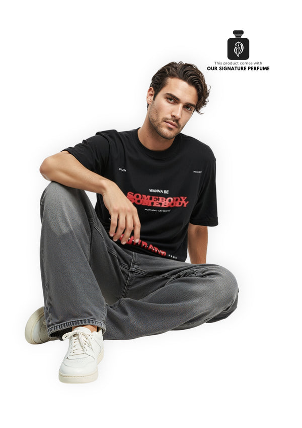 Unisex Black high density somebody printed shirt