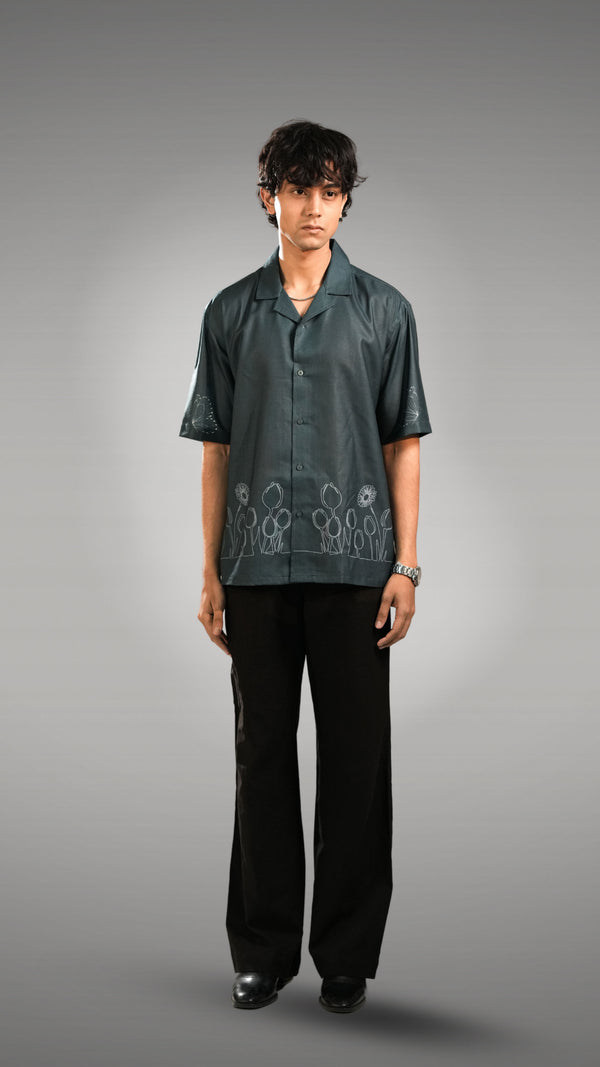 Sage garden inspired cuban shirt