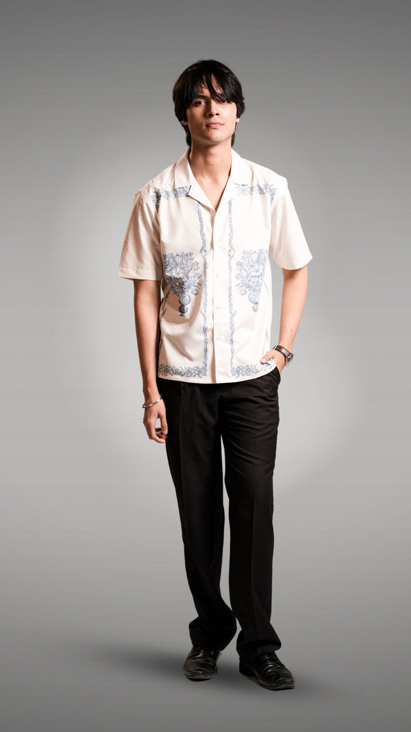 White vintage style cuban shirt