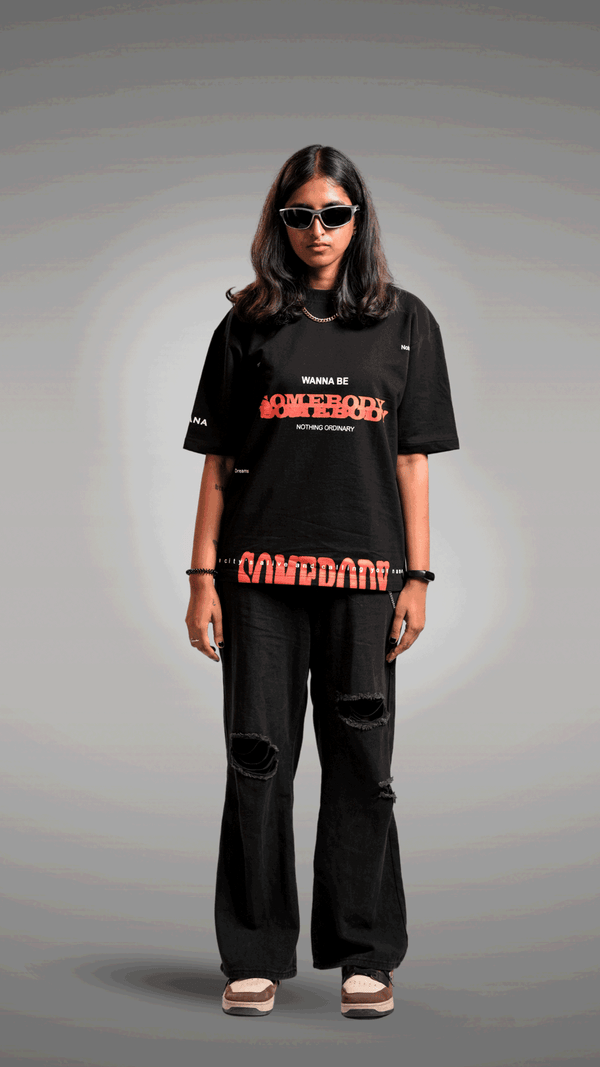 Unisex Black high density somebody printed shirt