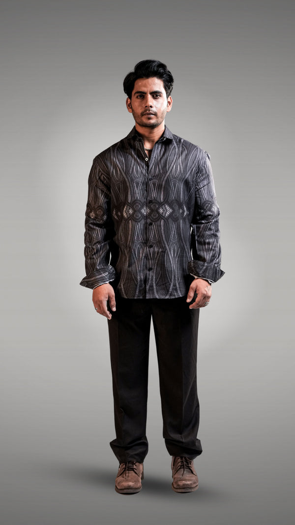 Grey abstract printed shirt