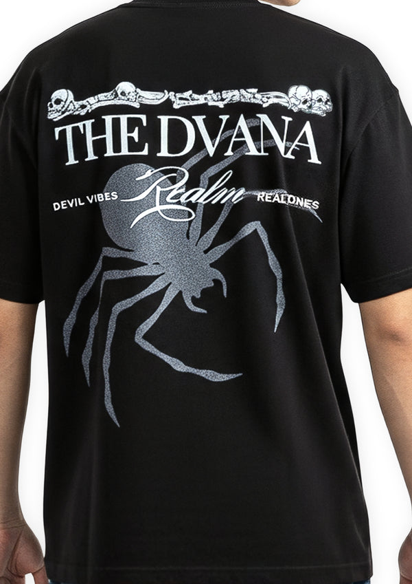 Unisex black spider printed tee