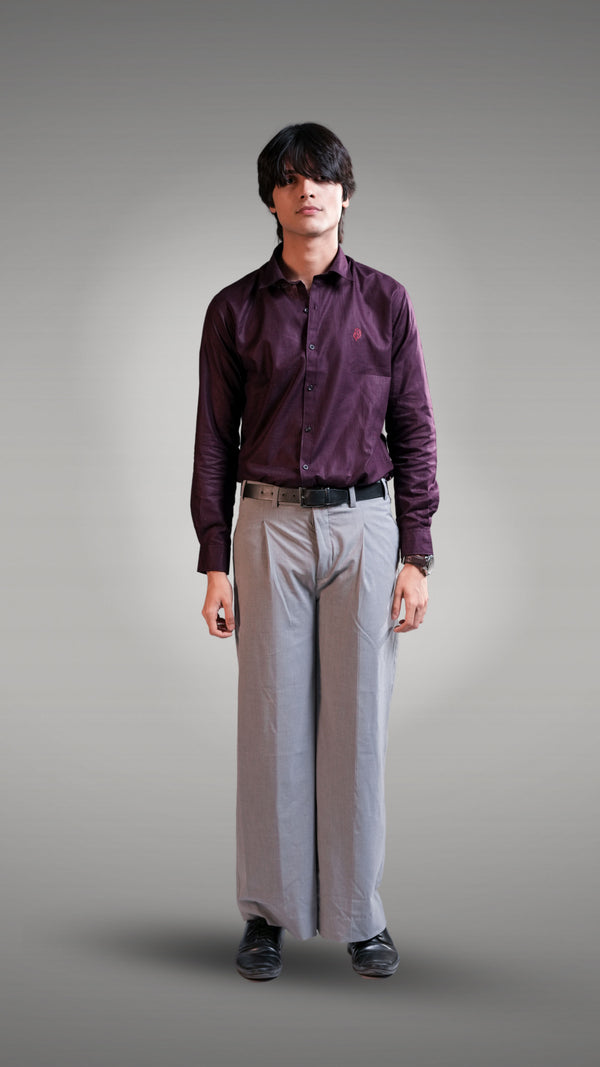 Linen Cotton Blend Purple Shirt