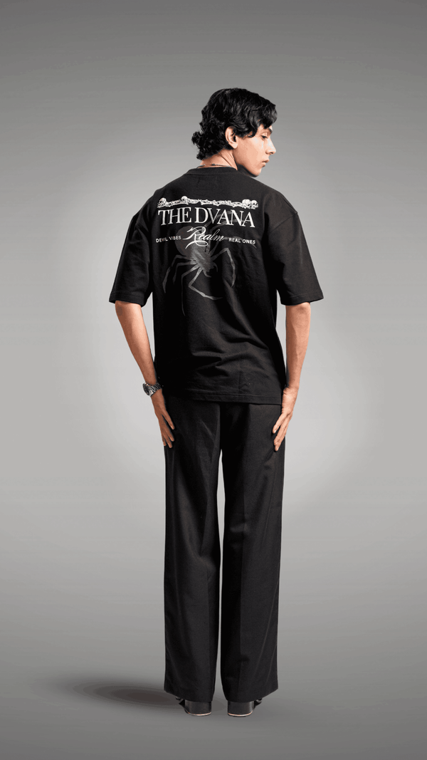 Unisex black spider printed tee