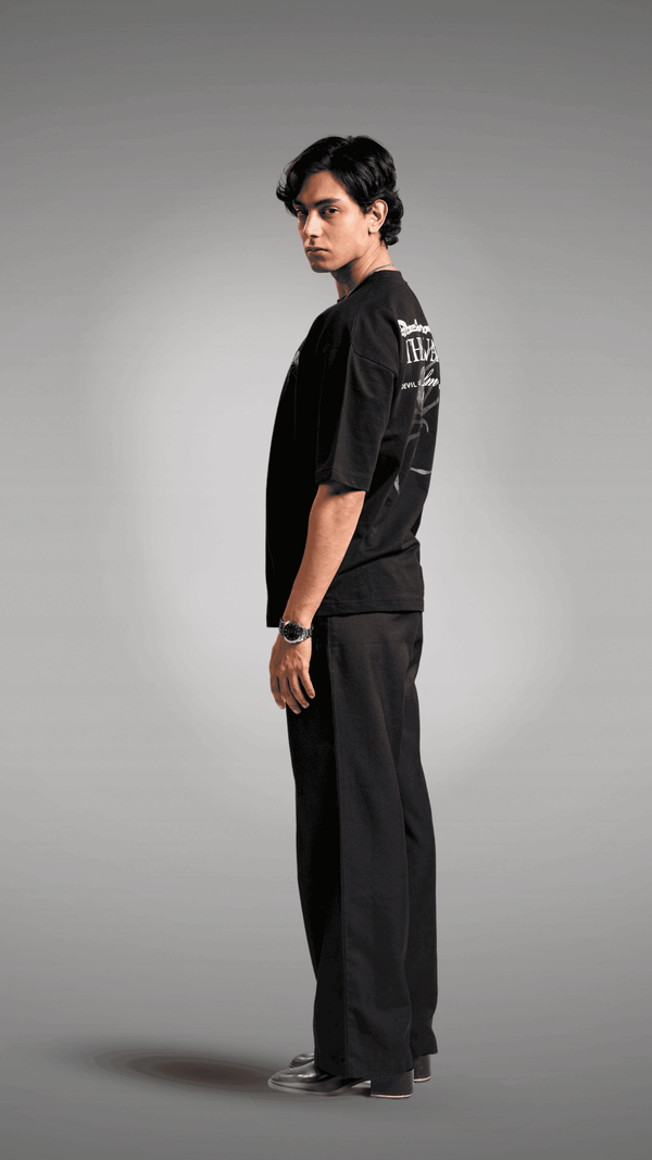 Unisex black spider printed tee