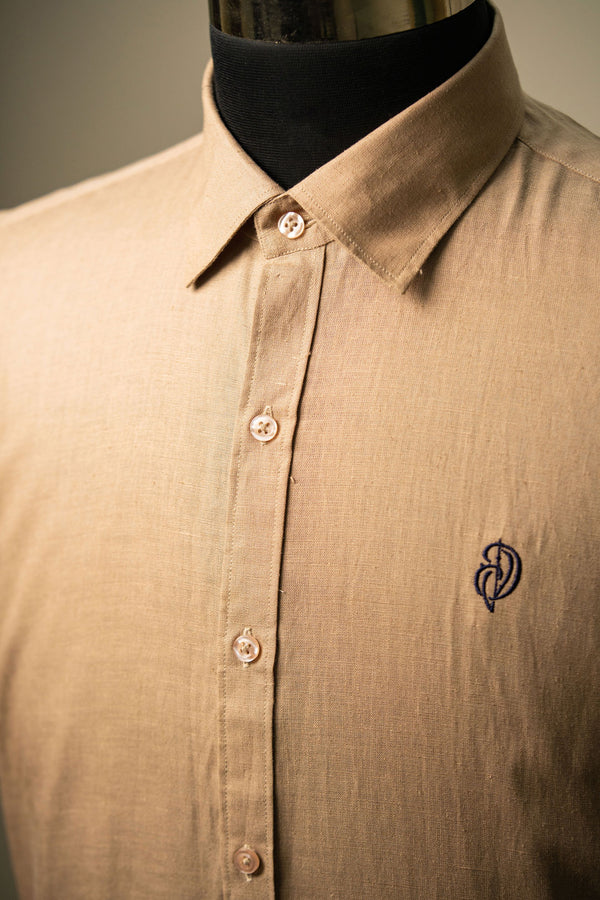 100 %  Linen Peach Plane Shirt
