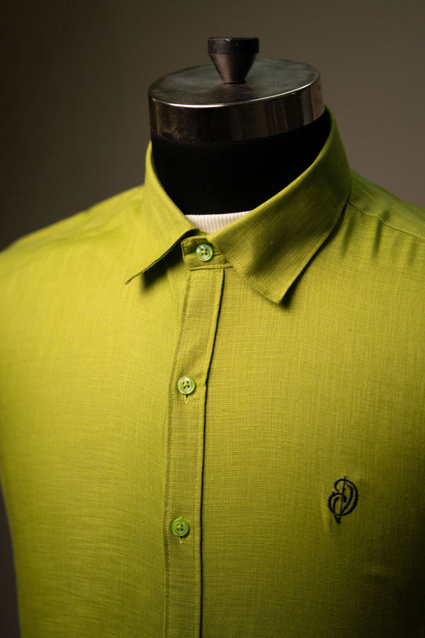 Linen Cotton  Blend Light Green Shirt