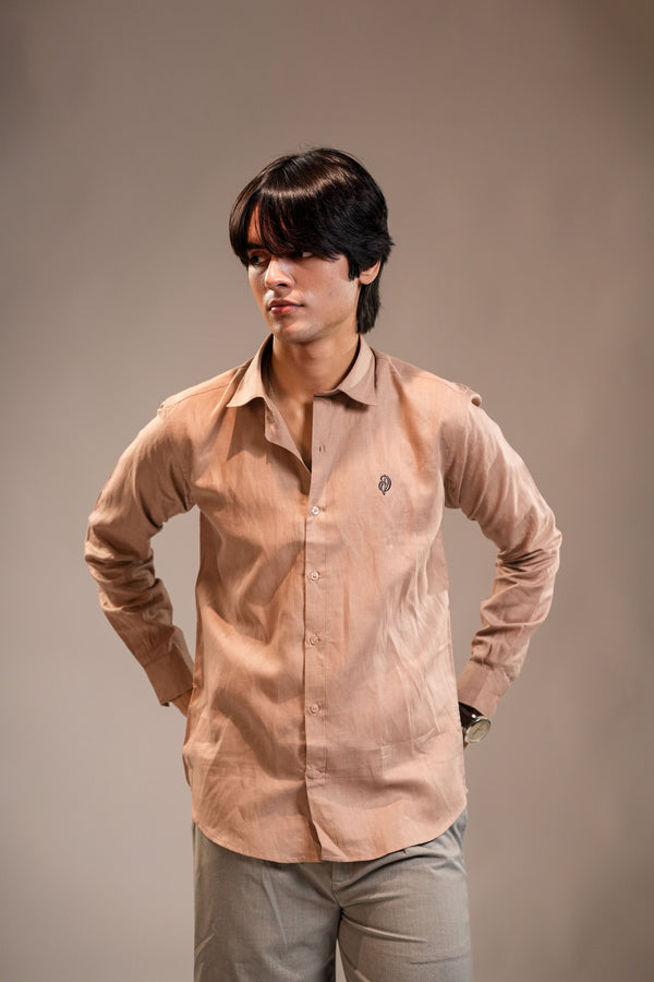 100 %  Linen Peach Plane Shirt