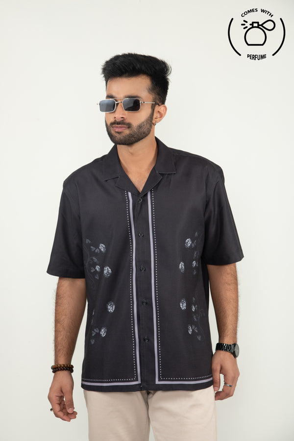 Black rose cuban shirt