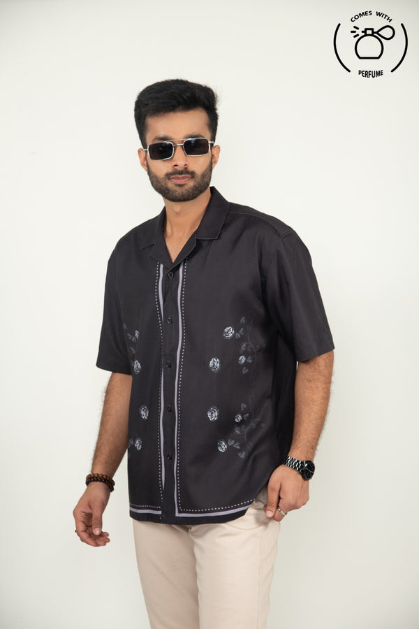 Black rose cuban shirt
