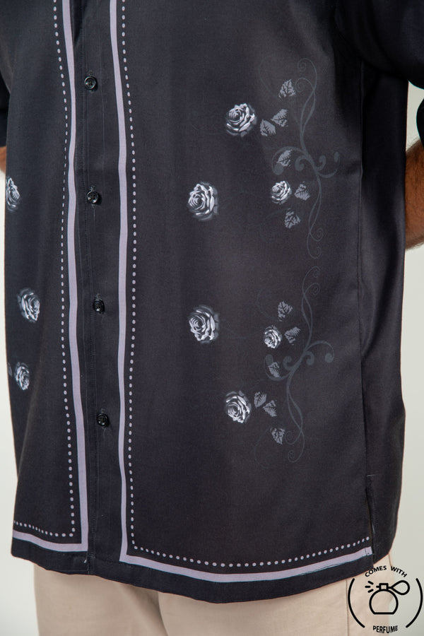 Black rose cuban shirt