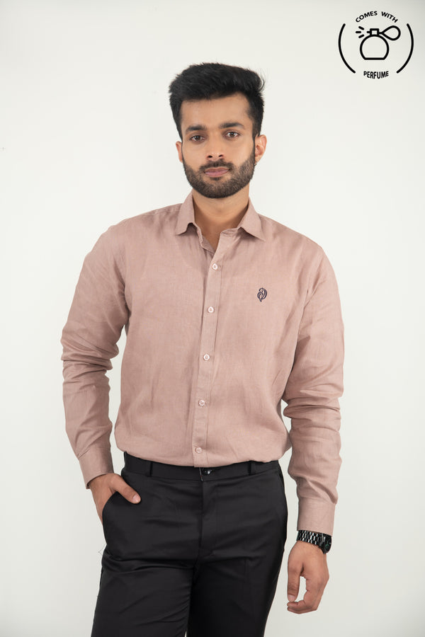 100 %  Linen Peach Plane Shirt