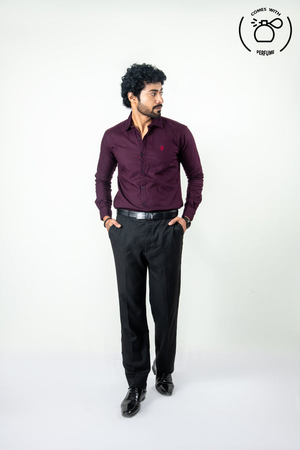 Linen Cotton Blend Purple Shirt
