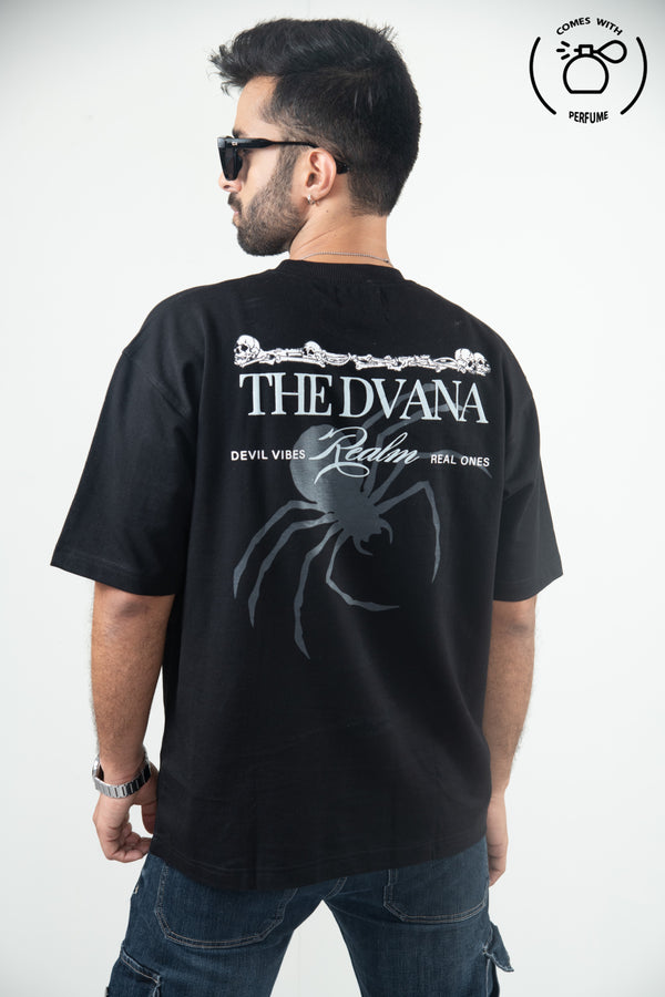 Unisex black spider printed tee