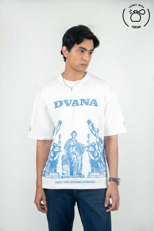 Unisex white greek inspired printed tee