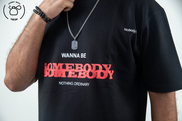 Unisex Black high density somebody printed shirt