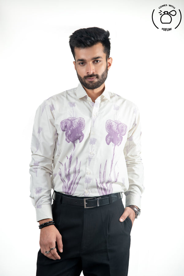 White floral inspired printed shirt