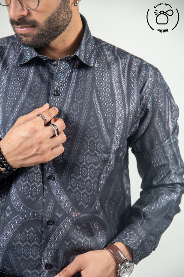 Grey abstract printed shirt