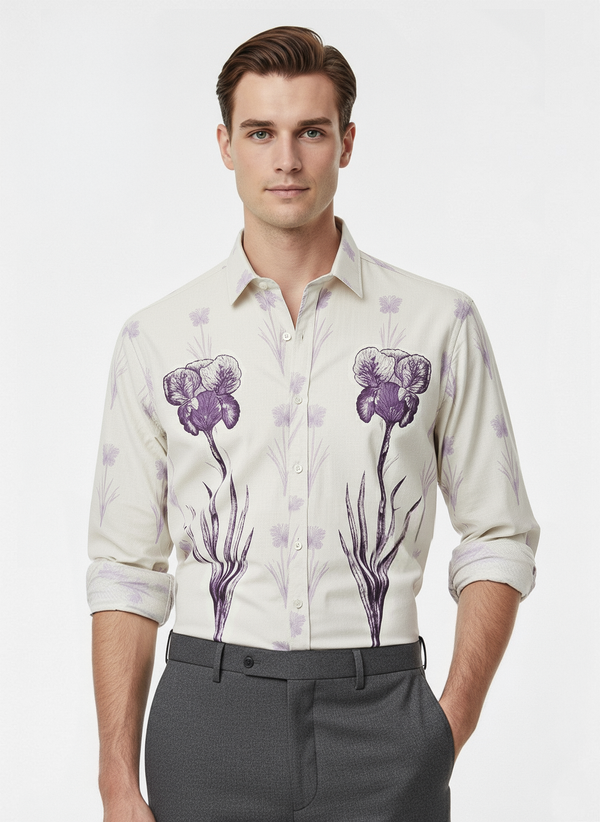 White floral inspired printed shirt