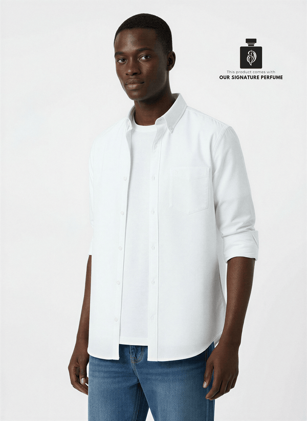 Men solid casual oxford White shirt