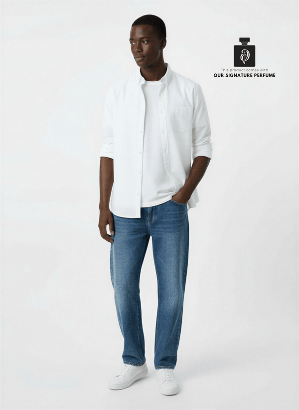 Men solid casual oxford White shirt