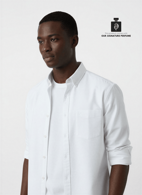 Men solid casual oxford White shirt